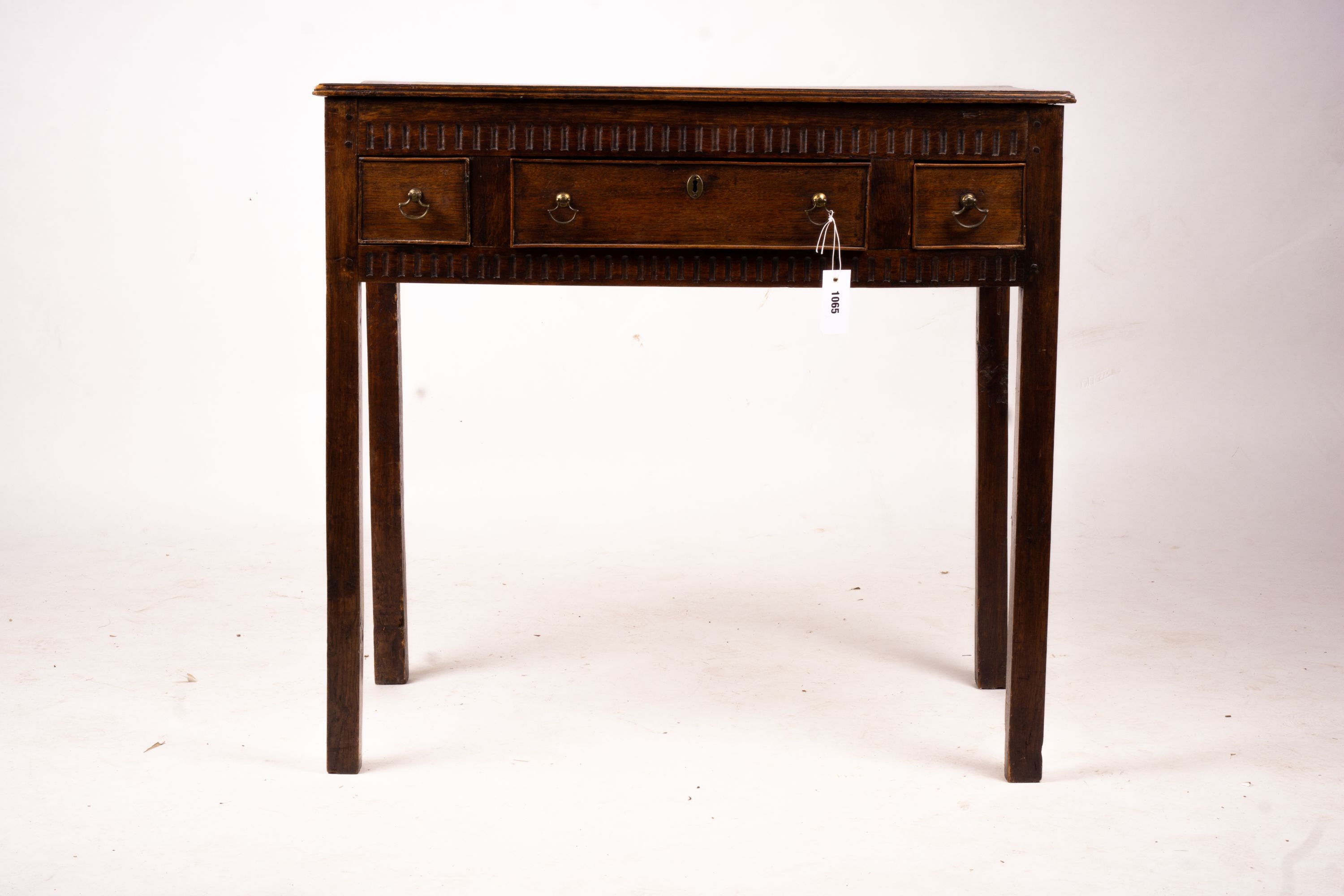 An 18th century and later oak side table, width 82cm, depth 47cm, height 78cm